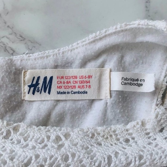 H&M White Lace Dress SIZE US 6-8Y - Picture 7 of 8